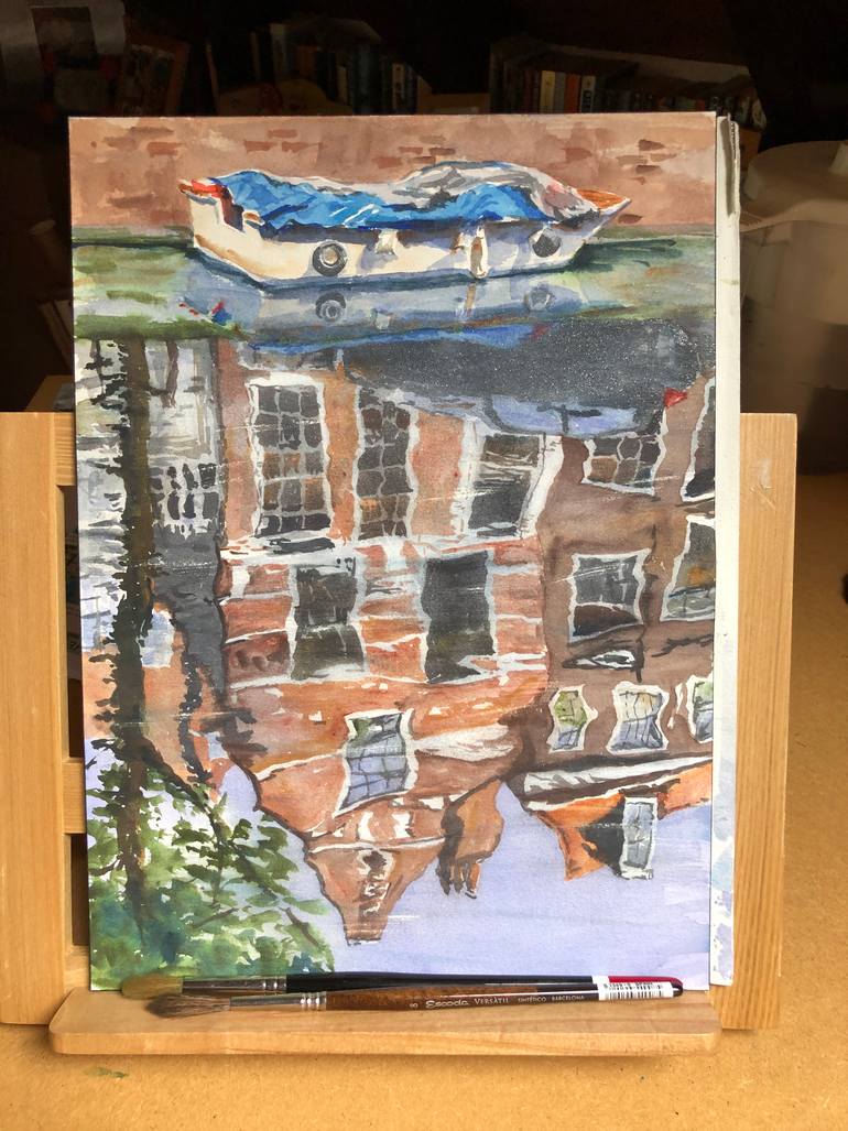 Original Figurative Architecture Painting by Krystyna Szczepanowski