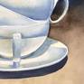 This is part of a series of three watercolours depicting 4 stacked white cups.
My focus was on the background where I played with the watercolour pigments, granulations, effects and different colour combinations.