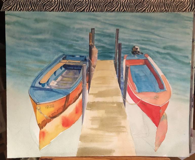 Original Figurative Boat Painting by Krystyna Szczepanowski