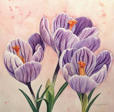 Original Figurative Floral Paintings by Krystyna Szczepanowski