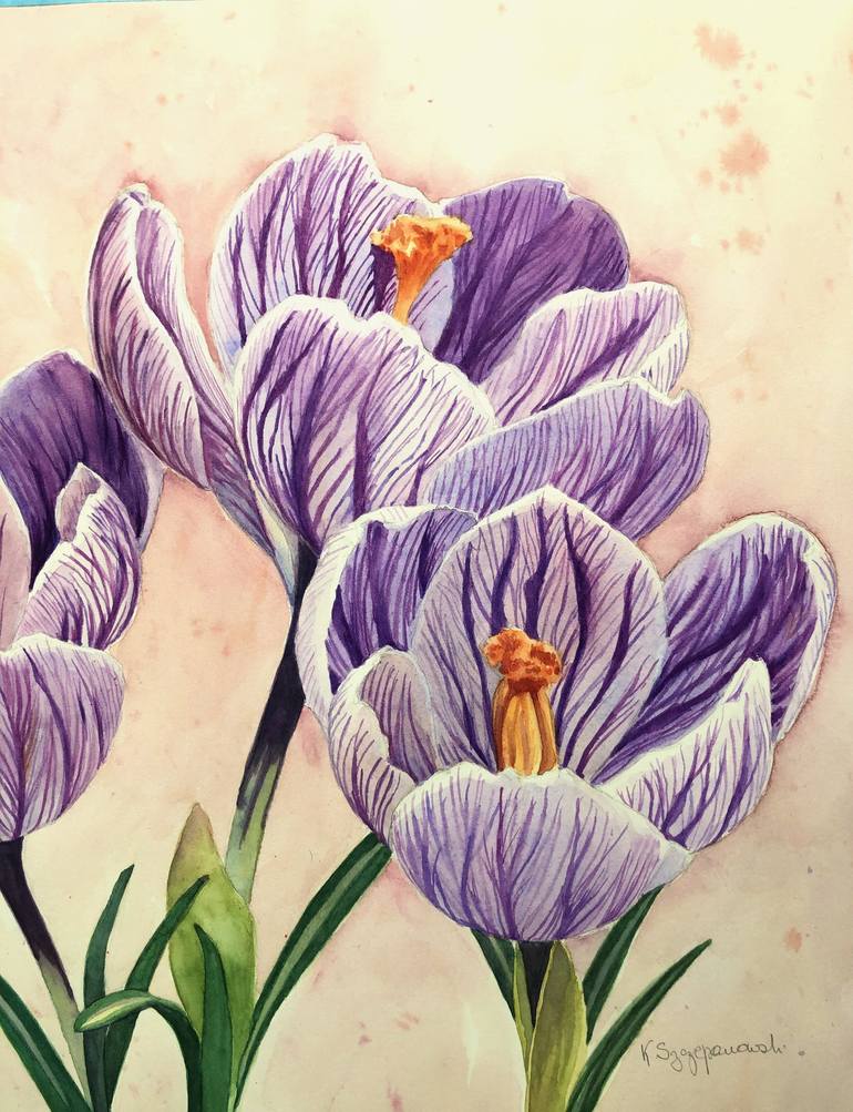Original Figurative Floral Painting by Krystyna Szczepanowski
