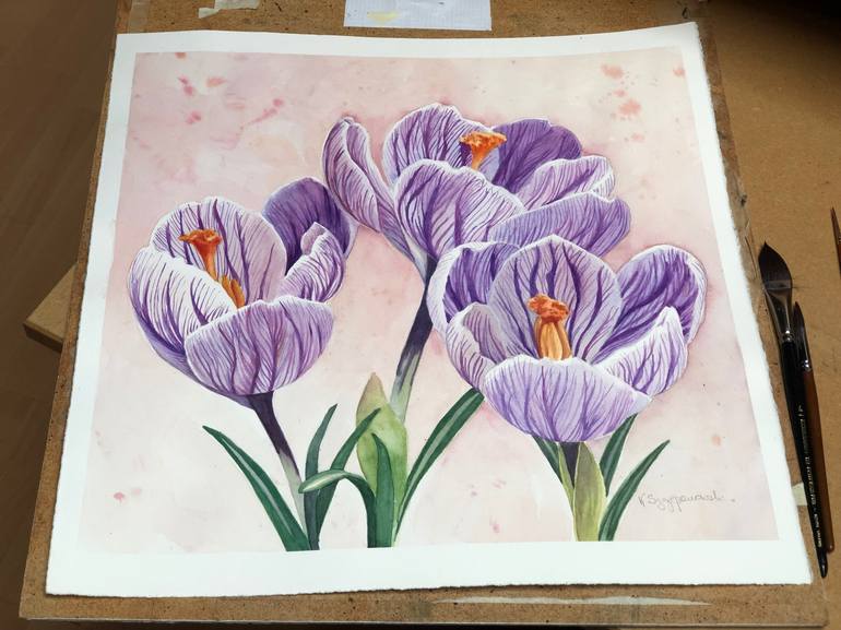 Original Figurative Floral Painting by Krystyna Szczepanowski