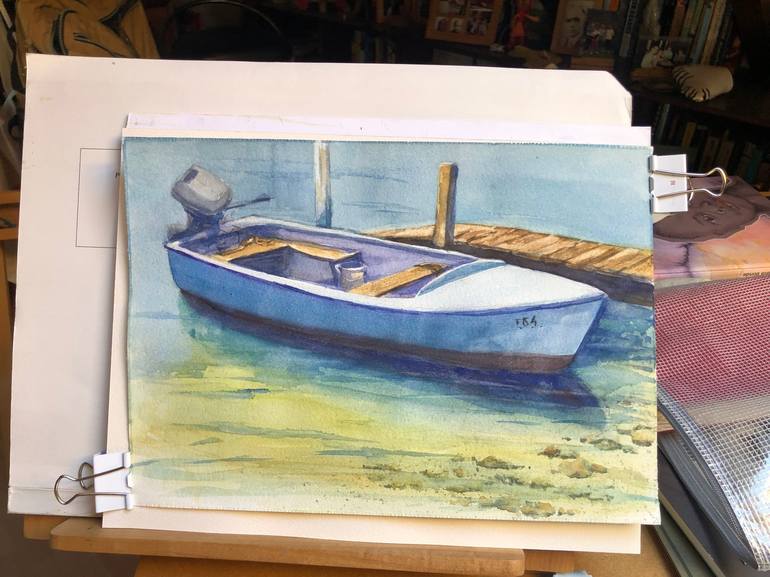 Original Figurative Boat Painting by Krystyna Szczepanowski