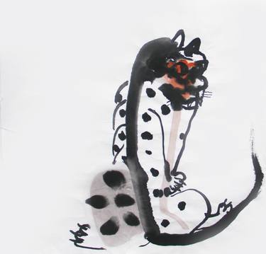 leopard watercolour, leopard ink painting, big cat painting thumb