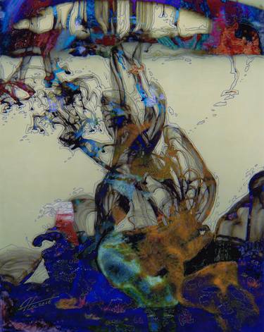 Original Abstract Mixed Media by Husheng Jiang