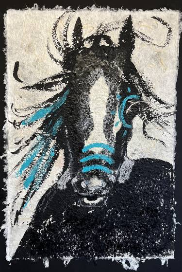 Print of Expressionism Horse Mixed Media by Elaine Elliott