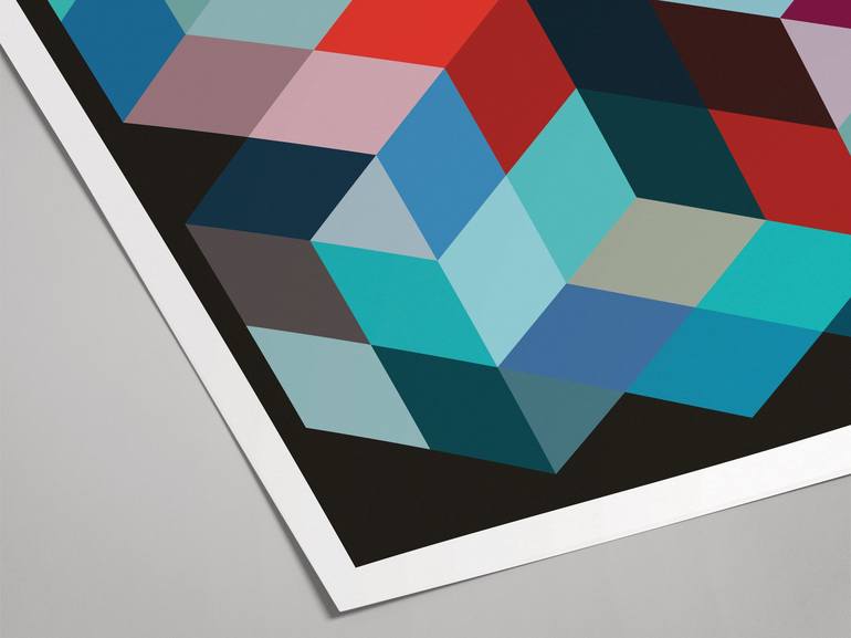 Original Abstract Geometric Printmaking by Henri Boissiere