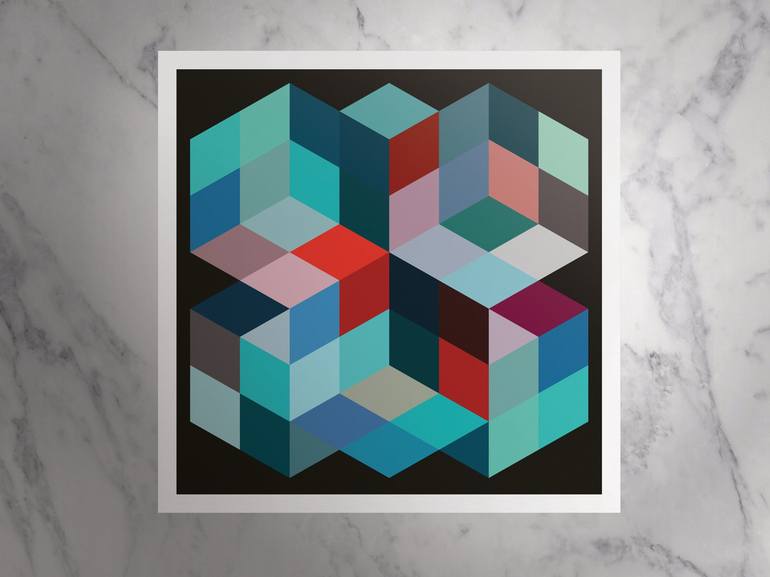 Original Abstract Geometric Printmaking by Henri Boissiere