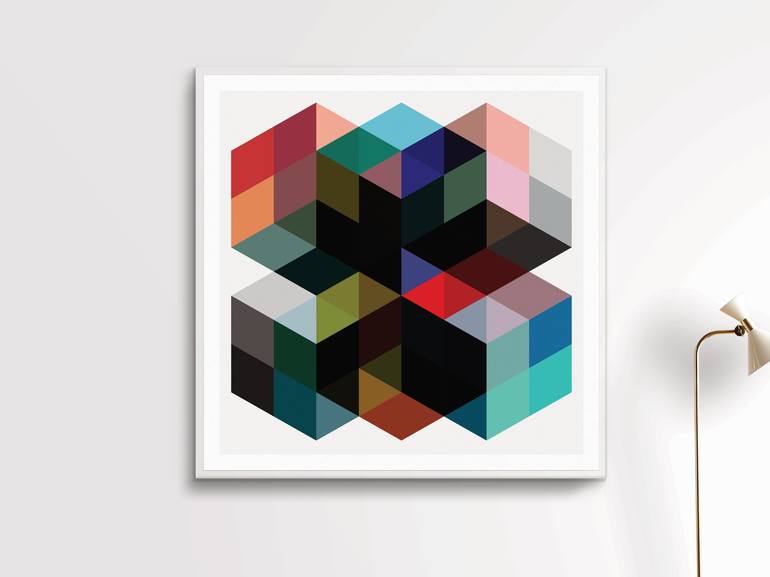 Original Abstract Geometric Printmaking by Henri Boissiere