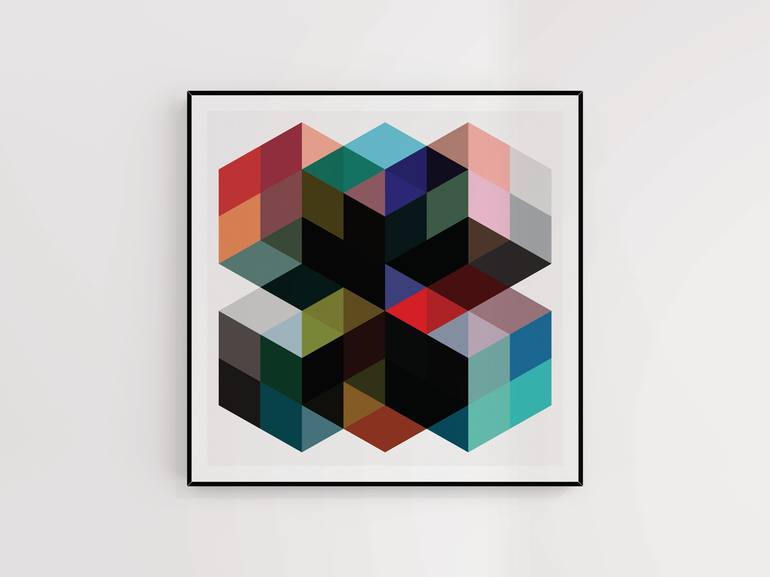 Original Abstract Geometric Printmaking by Henri Boissiere