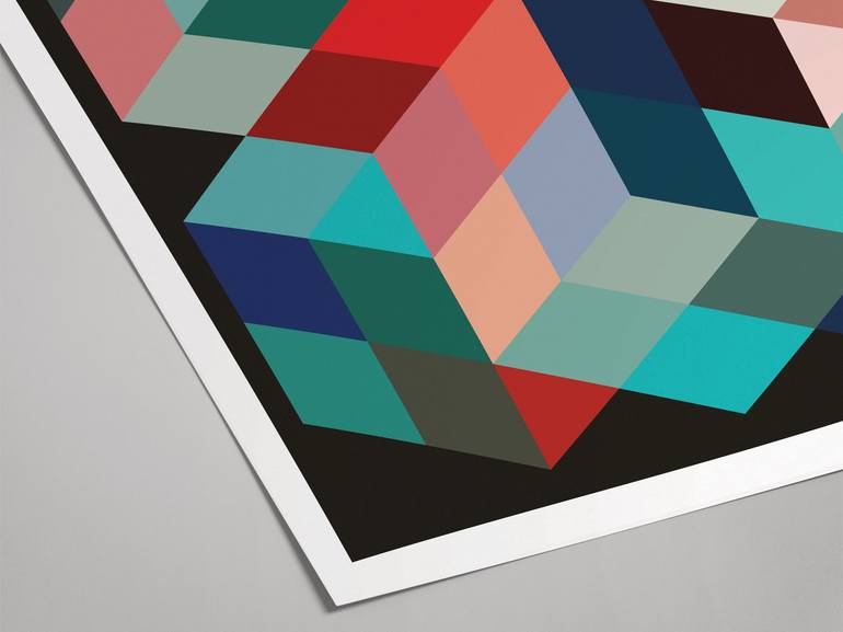 Original Abstract Geometric Printmaking by Henri Boissiere