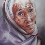 OLD WOMAN NEPAL IN PURPLE by Natora Joanna