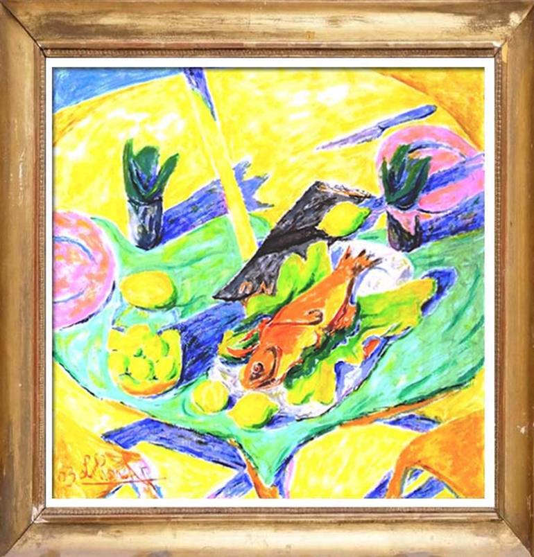 Original Expressionism Still Life Painting by Lellouche Rene