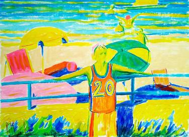 Original Expressionism Beach Painting by Lellouche Rene