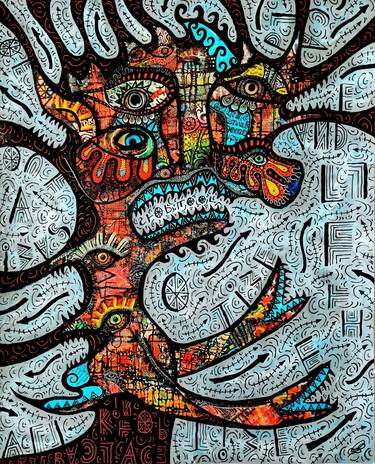 Original Surrealism Outer Space Mixed Media by greg bromley