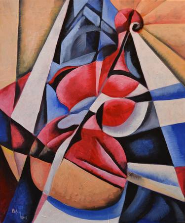 Original Cubism Abstract Paintings by CHIFAN CATALIN ALEXANDRU