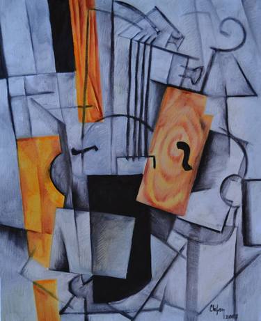 Original Cubism Abstract Paintings by CHIFAN CATALIN ALEXANDRU
