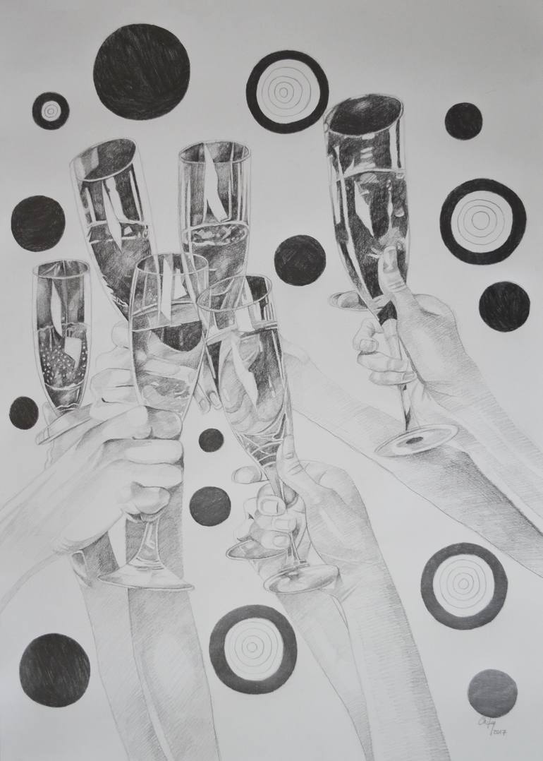 Original Abstract Drawing by Chifan Catalin Alexandru | Abstract Art on Paper | HAPPY NEW YEAR