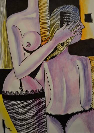 Original Cubism Nude Paintings by CHIFAN CATALIN ALEXANDRU