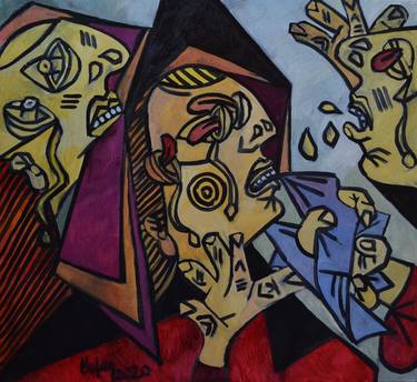 Original Cubism People Paintings by CHIFAN CATALIN ALEXANDRU