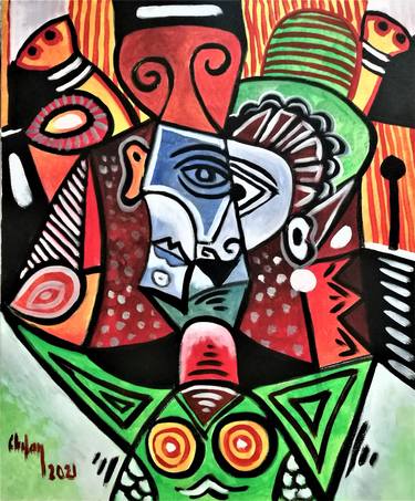 Original Cubism People Paintings by CHIFAN CATALIN ALEXANDRU