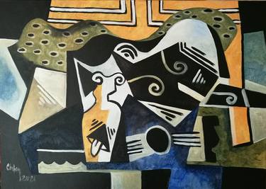 Original Cubism Abstract Paintings by CHIFAN CATALIN ALEXANDRU