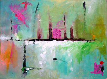 Original Acrylic Modern Painting Bold Colorful "The City" thumb