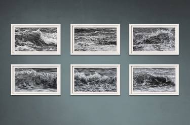 Original Abstract Seascape Drawing by Eleanor Rahim