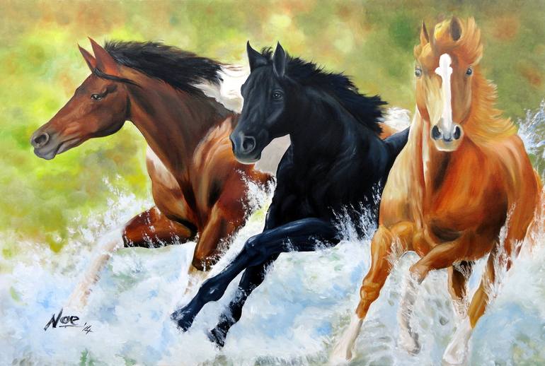 Three Horses Painting by Noe Vicente  Saatchi Art