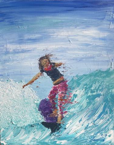 Original Minimalism Beach Painting by Laura Kowalski
