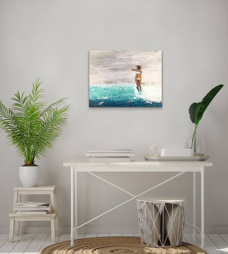 Original Impressionism Beach Painting by Laura Kowalski