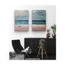 This diptych is a pastel morning delight. 

The white surf, the pink and gold sand, the gentle blue of the waves, with my unique type of impressionism. 

Set the panels as close or as far fro each other as you would like. 

A beautiful add to a living room, office space, or even bedroom.