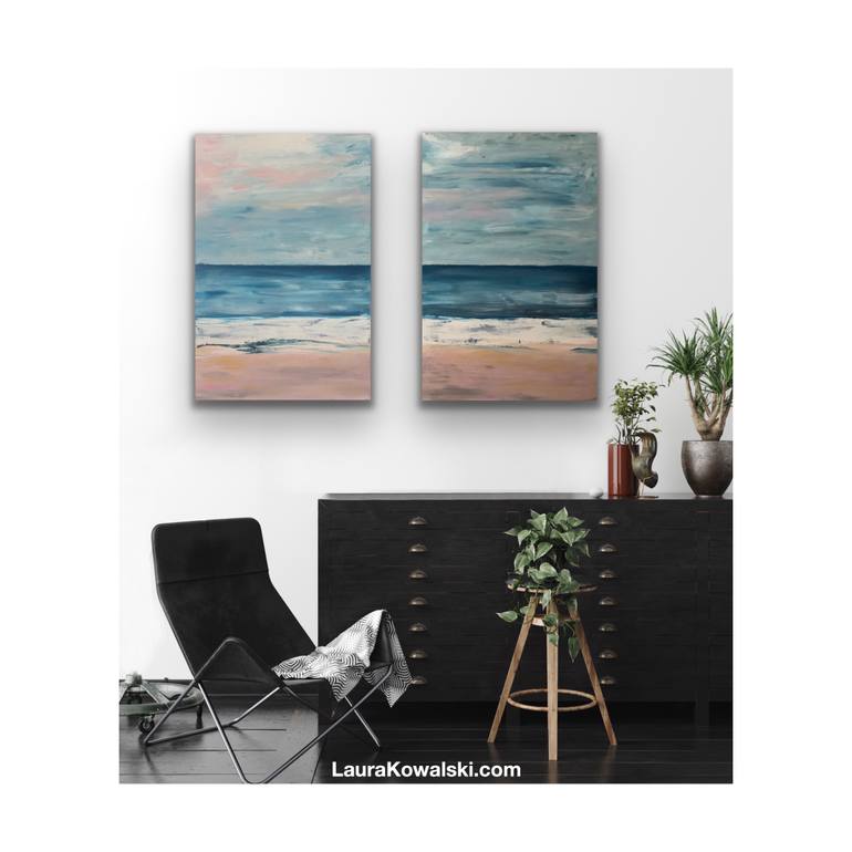 Original Expressionism Beach Painting by Laura Kowalski