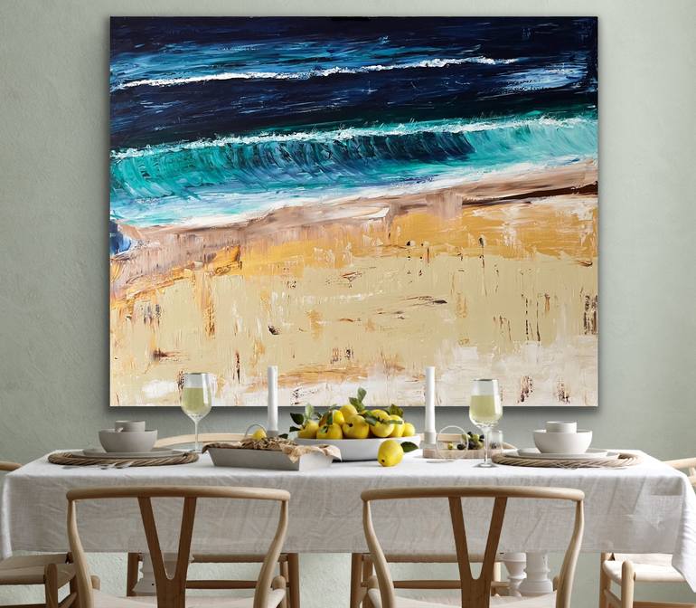 Original Abstract Beach Painting by Laura Kowalski