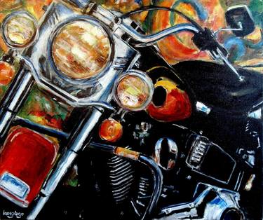 Print of Realism Motorcycle Paintings by Fernando Lopez Lago