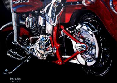 Print of Realism Motorcycle Paintings by Fernando Lopez Lago