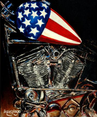 Print of Realism Motorcycle Paintings by Fernando Lopez Lago