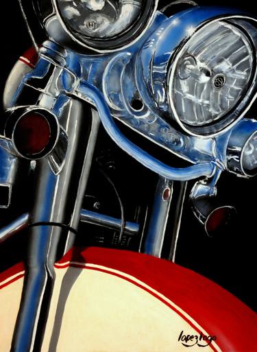 Print of Realism Motorcycle Paintings by Fernando Lopez Lago