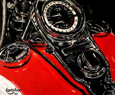 Print of Realism Motorcycle Paintings by Fernando Lopez Lago