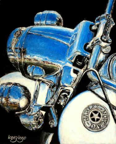 Print of Realism Motorcycle Paintings by Fernando Lopez Lago