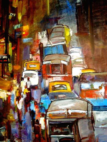 Original Expressionism Cities Painting by Ranjith Perera