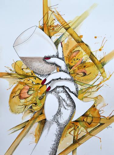 Print of Abstract Expressionism Food & Drink Paintings by Harsha Jagasia