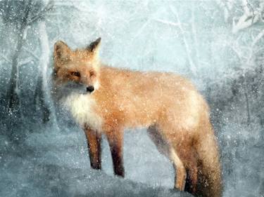 Treading Softly | Red Fox in Snow Oil Painting thumb