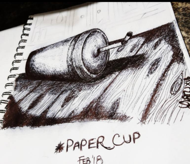 Paper Cup Drawing by Lisa Middleton | Saatchi Art