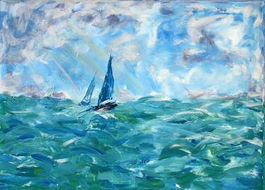 Print of Expressionism Seascape Paintings by Svetlana Samovarova