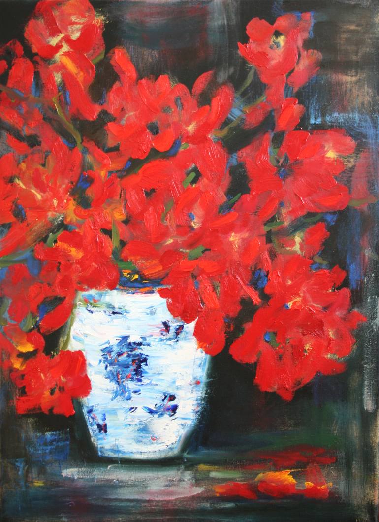 Red Bouquet Painting by Svetlana Samovarova | Saatchi Art