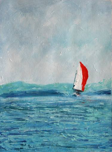 Print of Expressionism Sailboat Paintings by Svetlana Samovarova