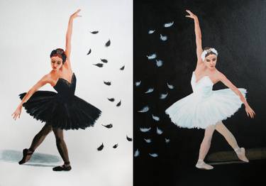 BLACK AND WHITE SWAN. BALLET. DIPTYCH thumb