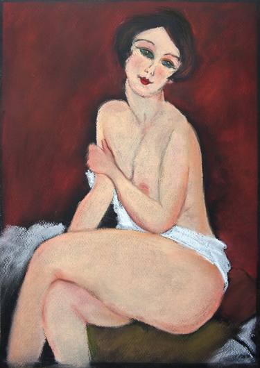 Free copy of Amedeo Modigliani's painting 'Nu assis sur un divan' thumb