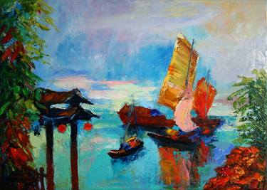 Print of Boat Paintings by Svetlana Samovarova
